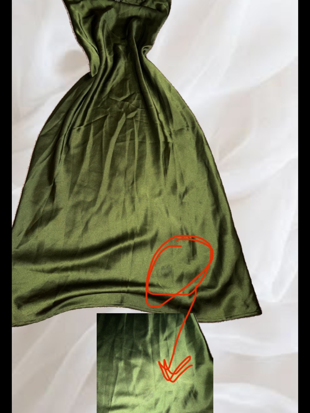 Zara Olive Green Satin Slip Dress - Picture 5 of 5